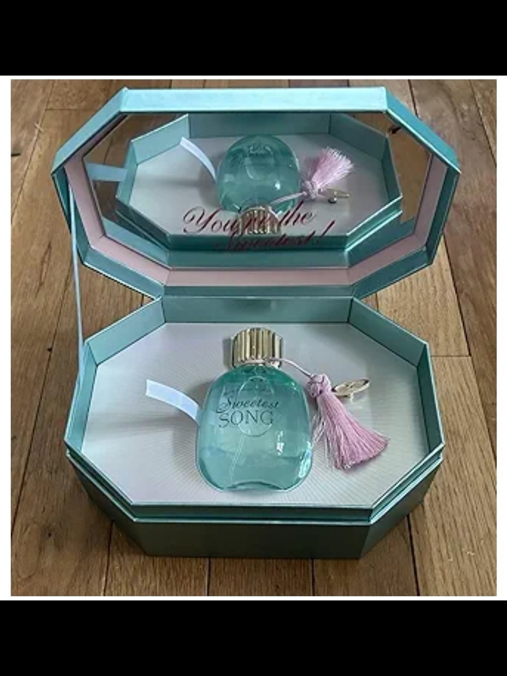 Bath & Body Works Sweetest Song Aqua Bottle with Pink Tassel